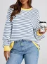 Women Striped Spring/Fall Long Sleeve Casual Daily Hoodie