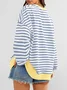 Women Striped Spring/Fall Long Sleeve Casual Daily Hoodie