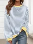 Women Striped Spring/Fall Long Sleeve Casual Daily Hoodie
