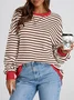 Women Striped Spring/Fall Long Sleeve Casual Daily Hoodie