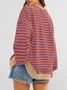 Women Striped Spring/Fall Long Sleeve Casual Daily Hoodie