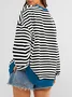 Women Striped Spring/Fall Long Sleeve Casual Daily Hoodie