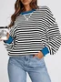 Women Striped Spring/Fall Long Sleeve Casual Daily Hoodie
