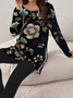 Women Floral Printing Two-Piece Set Daily Long Sleeve Casual Spring/Fall Top With Pants Matching Set