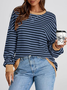 Women Striped Spring/Fall Long Sleeve Casual Daily Hoodie