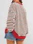 Women Striped Spring/Fall Long Sleeve Casual Daily Hoodie