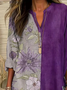 Women Floral Long Sleeve Blouse Spring/Fall Printing V Neck Daily Casual Top