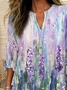 Women Floral Long Sleeve Blouse Spring/Fall Printing V Neck Daily Casual Top