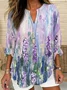 Women Floral Long Sleeve Blouse Spring/Fall Printing V Neck Daily Casual Top