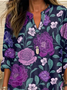Women Floral Long Sleeve Blouse Spring/Fall Printing V Neck Daily Casual Top