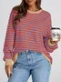 Women Striped Spring/Fall Long Sleeve Casual Daily Hoodie