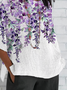 Women Floral Half Sleeve Tee T-shirt Crew Neck Casual Summer Top