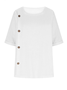 Women Plain Half Sleeve Blouse Summer Split Joint Crew Neck Daily Casual Top