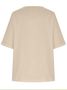 Women Plain Half Sleeve Blouse Summer Split Joint Crew Neck Daily Casual Top