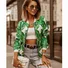Women Spring/Fall Outerwear Vintage Printing Floral Long Sleeve Stand Collar Jacket