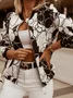Women Spring/Fall Outerwear Vintage Printing Floral Long Sleeve Stand Collar Jacket
