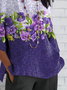 Women Floral Half Sleeve Tee T-shirt Crew Neck Casual Summer Top