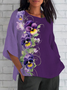 Women Floral Half Sleeve Tee T-shirt Crew Neck Casual Summer Top