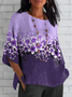 Women Floral Half Sleeve Tee T-shirt Crew Neck Casual Summer Top