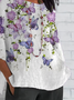 Women Floral Half Sleeve Tee T-shirt Crew Neck Casual Summer Top