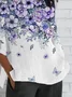 Women Floral Half Sleeve Tee T-shirt Crew Neck Casual Summer Top