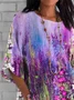 Women Floral Half Sleeve Tee T-shirt Crew Neck Casual Summer Top