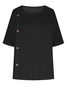 Women Plain Half Sleeve Blouse Summer Split Joint Crew Neck Daily Casual Top