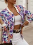 Women Spring/Fall Outerwear Vintage Printing Floral Long Sleeve Stand Collar Jacket