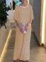 Women Plain Split Joint Dolman Sleeve Two-Piece Set Daily Half Sleeve Casual Summer Top With Pants Matching Set
