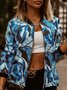 Women Spring/Fall Outerwear Vintage Printing Floral Long Sleeve Stand Collar Jacket