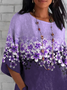 Women Floral Half Sleeve Tee T-shirt Crew Neck Casual Summer Top