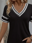 Women Geometric Short Sleeve Tee T-shirt V Neck Printing Casual Summer Graphic Tee Top