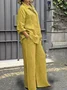 Women Plain Adjustable Strap Two-Piece Set Daily Long Sleeve Casual Spring/Fall Top With Pants Matching Set