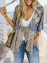 Women Geometric Spring/Fall Cover-up Sexy Printing Lightweight Cardigan