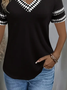 Women Geometric Short Sleeve Tee T-shirt V Neck Printing Casual Summer Graphic Tee Top