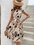 Women Abstract Graphic Short Sleeve Summer Printing Dress V Neck Daily Vintage Midi Tank A-Line Dress