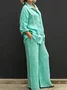 Women Plain Adjustable Strap Two-Piece Set Daily Long Sleeve Casual Spring/Fall Top With Pants Matching Set