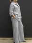 Women Plain Adjustable Strap Two-Piece Set Daily Long Sleeve Casual Spring/Fall Top With Pants Matching Set