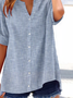 Women Striped Short Sleeve Shirt Summer Printing V Neck Daily Casual Top