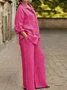 Women Plain Adjustable Strap Two-Piece Set Daily Long Sleeve Casual Spring/Fall Top With Pants Matching Set