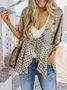 Women Geometric Spring/Fall Cover-up Sexy Printing Lightweight Cardigan
