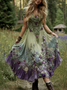 Women Floral Short Sleeve Summer Dress V Neck Daily Casual Maxi A-Line Dress