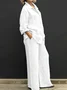 Women Plain Adjustable Strap Two-Piece Set Daily Long Sleeve Casual Spring/Fall Top With Pants Matching Set