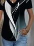 Women Abstract Short Sleeve Tee T-shirt V Neck Printing Casual Summer Graphic Tee Top