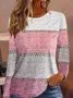 Women Striped Long Sleeve Tee T-shirt Crew Neck Printing Casual Spring/Fall Graphic Tee Top