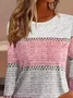 Women Striped Long Sleeve Tee T-shirt Crew Neck Printing Casual Spring/Fall Graphic Tee Top
