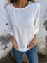 Women Polka Dots Three Quarter Sleeve Tee T-shirt Crew Neck Jacquard Casual Spring/Fall Top