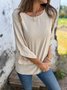 Women Polka Dots Three Quarter Sleeve Tee T-shirt Crew Neck Jacquard Casual Spring/Fall Top
