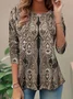 Women Abstract Long Sleeve Tee T-shirt Crew Neck Printing Casual Spring/Fall Tunic Top