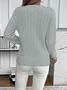 Women Plain Spring/Fall Casual Long Sleeve Crew Neck Cotton Sweater